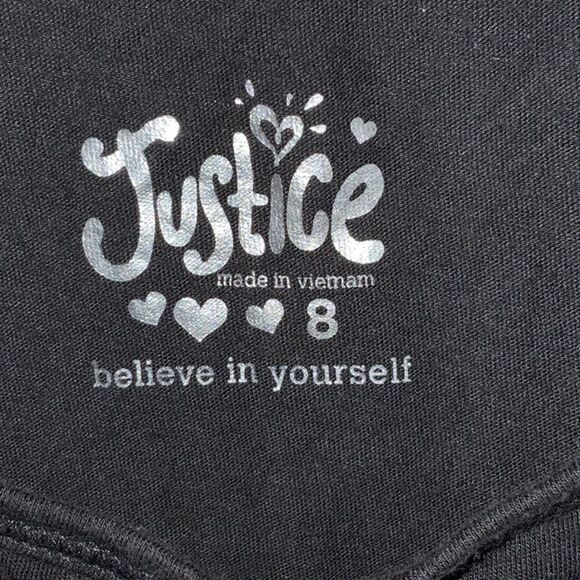 Justice Girls 8 Black Today is Awesome Neon Rainbow Smiley Tee Sequin Tshirt Top - Picture 3 of 6